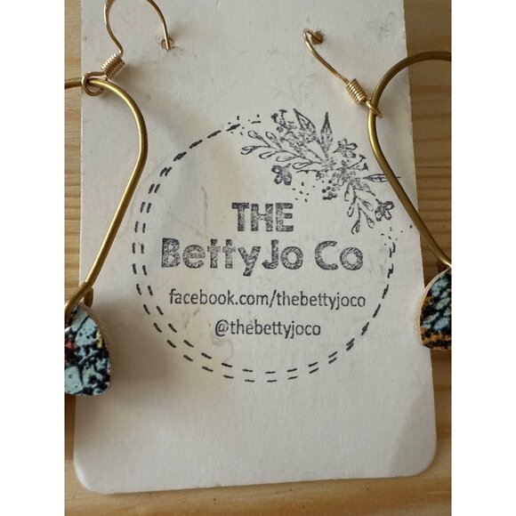 Colorful Floral Leaf Dangle Earrings With Brass Hooks By The BettyJo Co - Picture 2 of 4